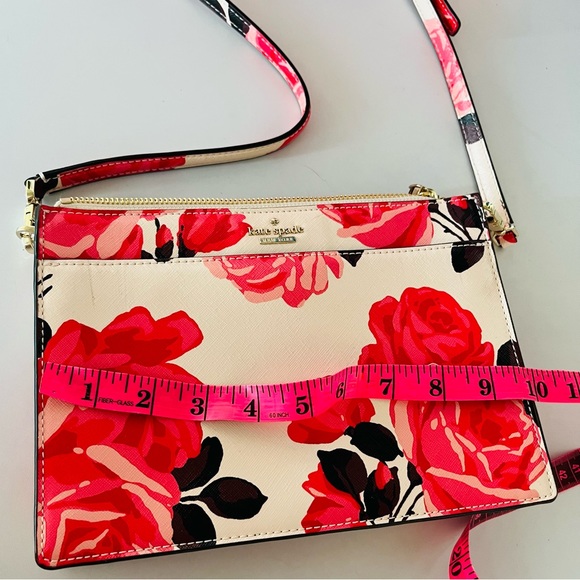 Kate Spade pink red roses rose crossbody Barbie bag purse leather NEW & UNWORN - Picture 4 of 4